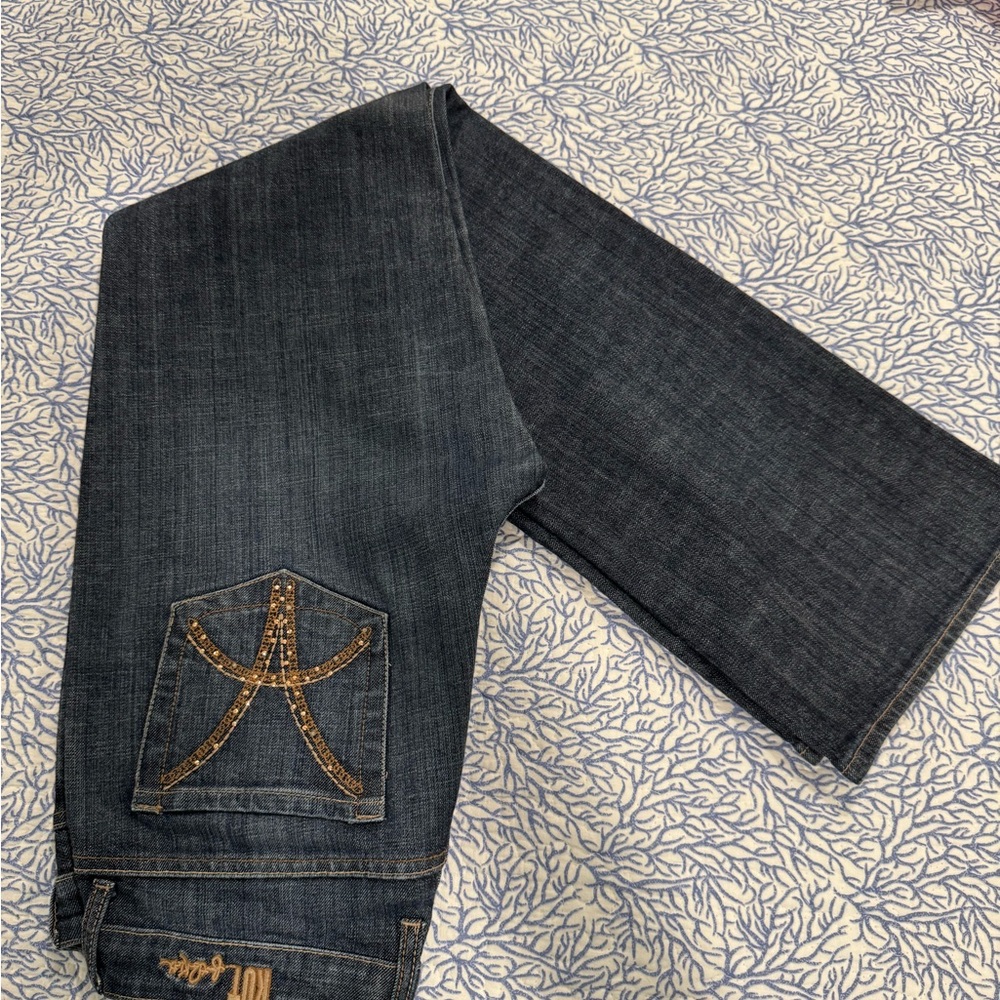 Dark Blue Denim Jeans with Embellished Pocket